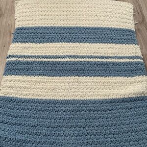 Blue and white handmade blanket and squishy!